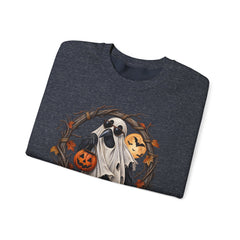 Halloween Ghost Crewneck Sweatshirt – 'Fuh-Cawf' Spooky Pumpkin Design