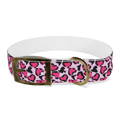 Dog Collar- Pink Leopard Print Hearts