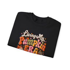 Pumpkin Era Crewneck Sweatshirt — "Living My Pumpkin Era" Fall Graphic Sweatshirt
