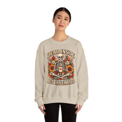 Skeleton Coffee Sweatshirt, Dead Inside But Caffeinated Crewneck, Halloween Gift, Unisex Fall Apparel, Cozy Lounge Wear