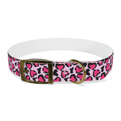 Dog Collar- Pink Leopard Print Hearts