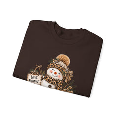 Leopard Snowman Crewneck Sweatshirt — Cozy Holiday Winter Christmas Graphic