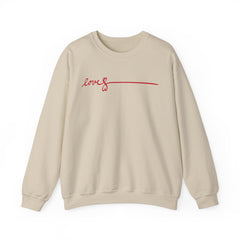 Love Script Crewneck Sweatshirt — Minimal Red Handwritten Design