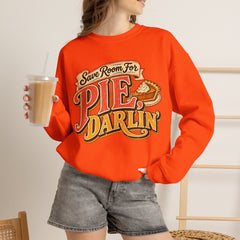 Crewneck Sweatshirt — “Save Room for Pie, Darlin’” Retro Thanksgiving Pullover