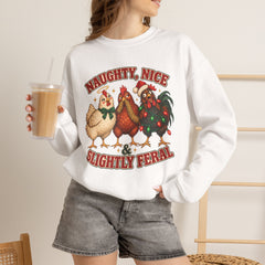 "Naughty, Nice & Slightly Feral" Holiday Christmas Crewneck Sweatshirt