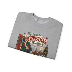 "My Favorite Christmas Tradition is Leaving Early" Vintage Holiday Christmas Crewneck