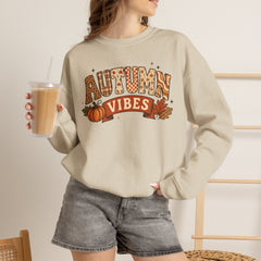 "Autumn Vibes" Graphic Fall Pullover Crewneck Sweatshirt