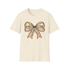 Vintage Newspaper Print Pen & Ink Bow T-Shirt