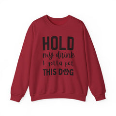 "Hold My Drink, I Gotta Pet This Dog" Unisex Heavy Blend™ Crewneck Sweatshirt