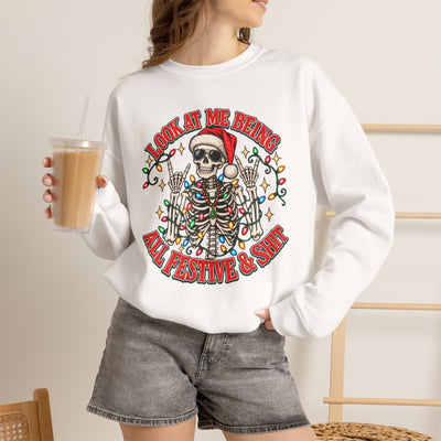 Christmas Skeleton Unisex Sweatshirt - Rude Humor - Party Sweatshirt- Holiday Humor
