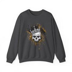 Skeleton King Crewneck Sweatshirt w/Black & Gold Splatter Design