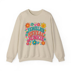 Jewelry Reveal Junkie Sweatshirt by Gildan, Cozy Unisex Crewneck, Gift for Jewelry Lovers