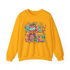Holly Jolly Crewneck Gildan Sweatshirt — Colorful Christmas Ornament Holiday Sweater