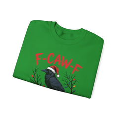 "F-CAW-F" Festive Raven Holiday Christmas Crow Crewneck Gildan Sweatshirt