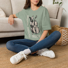 FB Rockstar Dog Unisex T-Shirt - Deaf Dogs Definitely Rock White Upright Bass Design