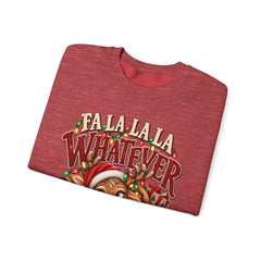 'Fa La La La Whatever' Cute Sleepy Reindeer Christmas Sweatshirt
