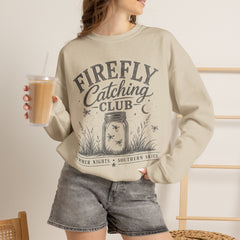 Firefly Catching Club Sweatshirt — Vintage Mason Jar Summer Nights Crewneck - Southern Heritage
