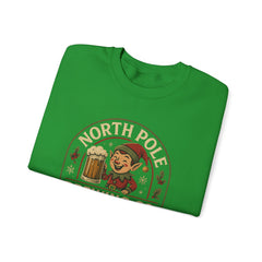 North Pole Brewing Co. Holiday Sweatshirt, Christmas Gift, Unisex Cozy Crewneck, Winter Apparel, Elf Festive Casual Wear