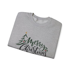 "Merry Christmas" Crewneck, Unisex Sweater, Winter Fashion, Festive Apparel, Holiday Gift, Christmas tree