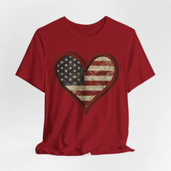 Patriotic Heart Tee - Love USA, American Pride Shirt, 4th of July, Independence Day, Memorial Day, Gift for Her