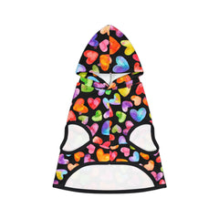 Pet Hoodie - Rainbow Hearts on Black