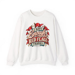 "I Have Enough Red Flags, Thanks" Vintage Banner Graphic Valentine Sweatshirt