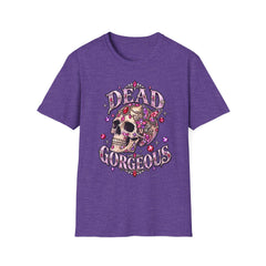 "Dead Gorgeous" T‑Shirt- Skull Floral- Halloween Vibes