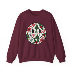 Christmas Smiley Crewneck Sweatshirt — Festive Holiday Smile Graphic