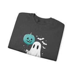 Teal Pumpkin & Ghost Crewneck Sweatshirt, Cozy Fall Apparel, Funny Sweatshirt, Gift for Her, Casual Wear