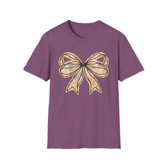 Vintage Newspaper Print Pen & Ink Bow T-Shirt