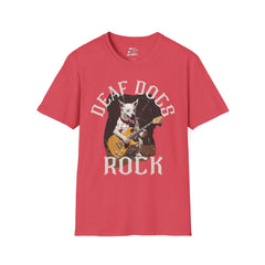 Rockstar Dog Bass Guitar Unisex T-Shirt - Deaf Dogs Definitely Rock on Electric Guitars Design