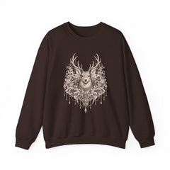 Deer Mandala Crewneck Sweatshirt — Vintage Stag Floral Graphic