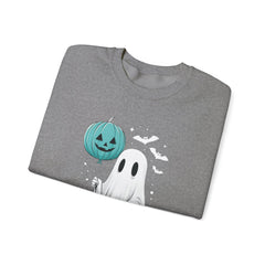 Teal Pumpkin & Ghost Crewneck Sweatshirt, Cozy Fall Apparel, Funny Sweatshirt, Gift for Her, Casual Wear