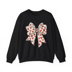 Valentine Heart Bow Sweatshirt — Cute Ribbon Graphic Crewneck