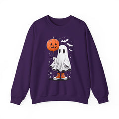 Orange Balloon Halloween Ghost Sweater | Unisex Crewneck Sweatshirt for Cozy Autumn Nights, Halloween Party, Spooky