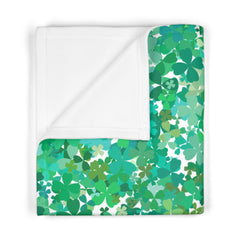 St. Patrick's Day Soft Fleece Dog Blanket - Shades of Green Shamrock Design