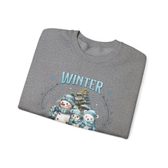 Winter Wonderland with Snowmen - Crewneck Sweatshirt -  Blue Design