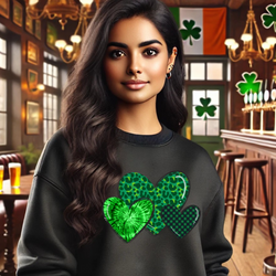 Green Heart Patterns Unisex Heavy Blend Crewneck Sweatshirt | St. Patrick's Day/Christmas