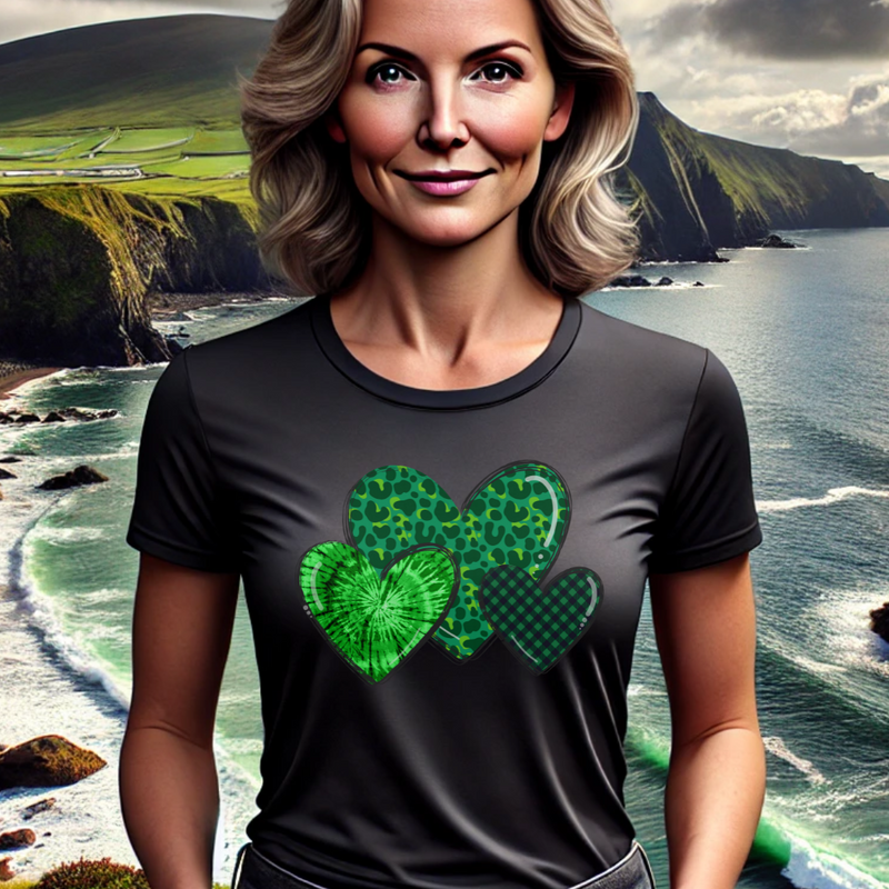 Green Hearts St. Patrick's Day Tee - Unisex Short Sleeve Shirt / Christmas