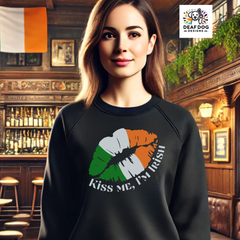 St. Patrick's Day Unisex Crewneck- “Kiss Me, I’m Irish” Flag Lips