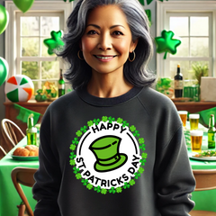 Happy St. Patrick's Day Unisex Crewneck- Leprechaun Hat