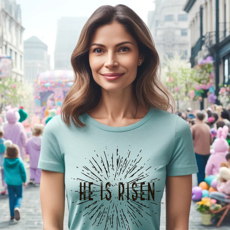 He Is Risen Unisex Short Sleeve Tee - Easter Celebration Shirt