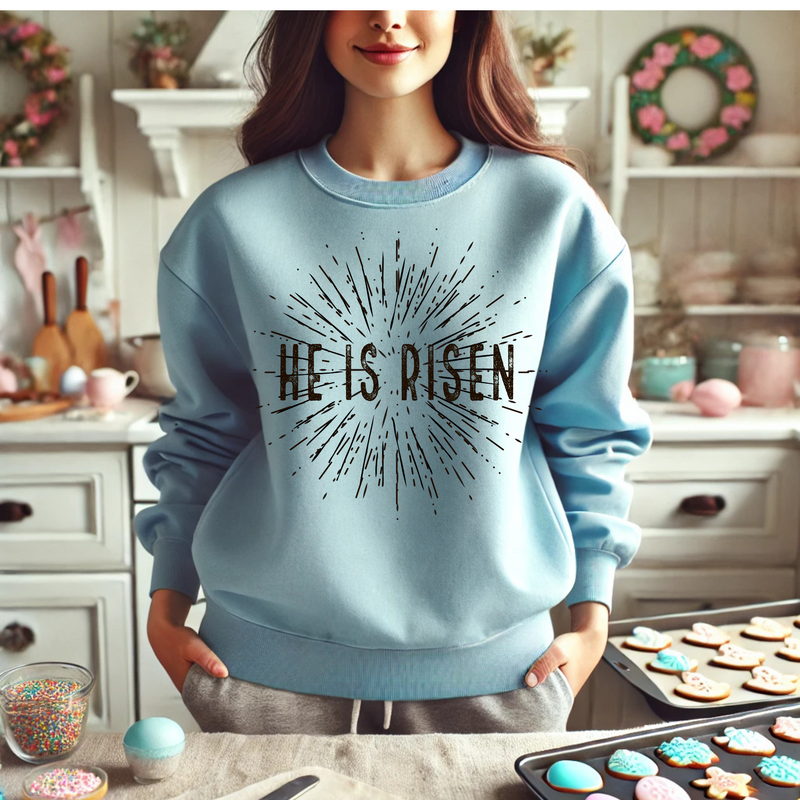 He Is Risen Inspirational Crewneck Sweatshirt for Easter