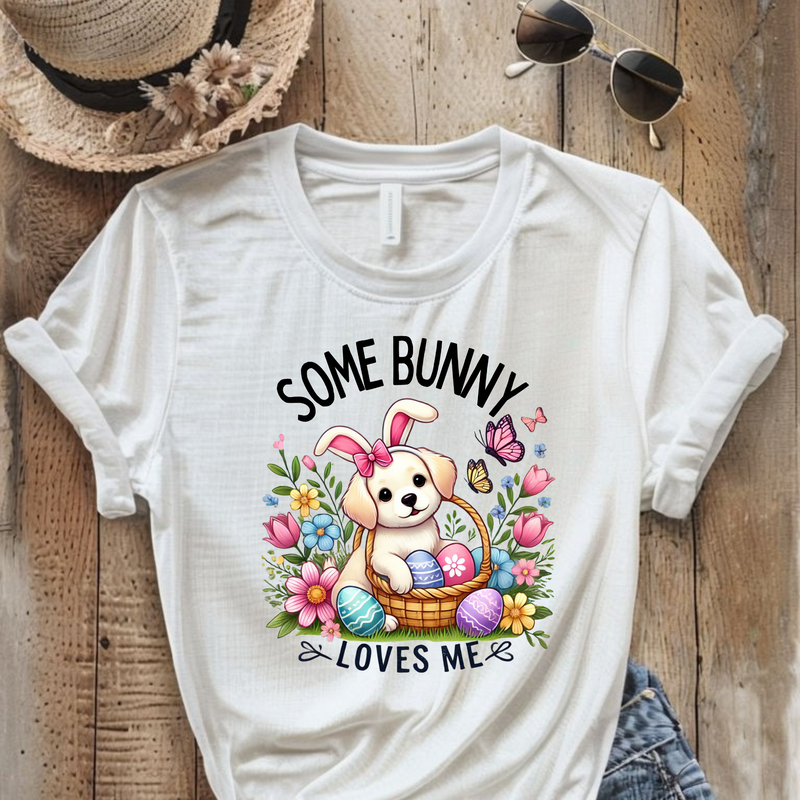 Easter Puppy Floral Short Sleeve Tee - 