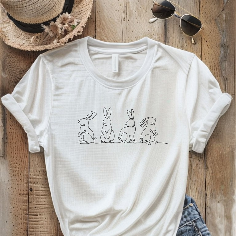 Cute Bunny Outline Unisex Tee - Perfect for Spring and Easter Celebrations