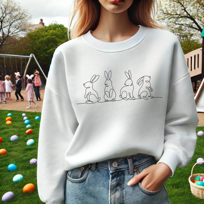 Cute Bunny Graphic Unisex Sweatshirt | Cozy Fleece Crewneck for Spring and Easter
