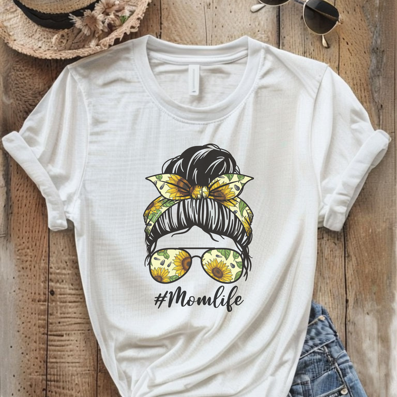 #Momlife Sunflower Floral Graphic Unisex Jersey Tee