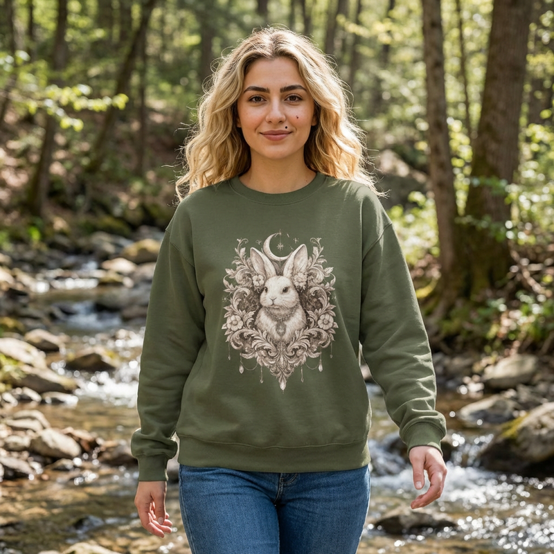 Bunny Moon Floral Crewneck Sweatshirt