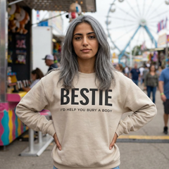 Bestie Sweatshirt — "I'd Help You Bury a Body" Funny Friendship Crewneck