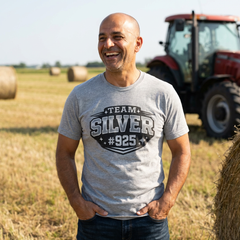 Team Silver #925 T‑Shirt — Vintage Sports Shield Tee - BP Jewelry